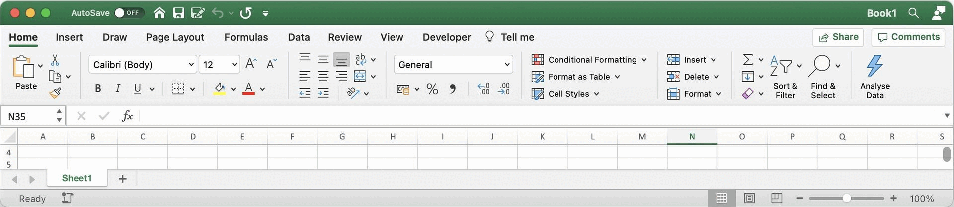 Ribbons in MS Excel