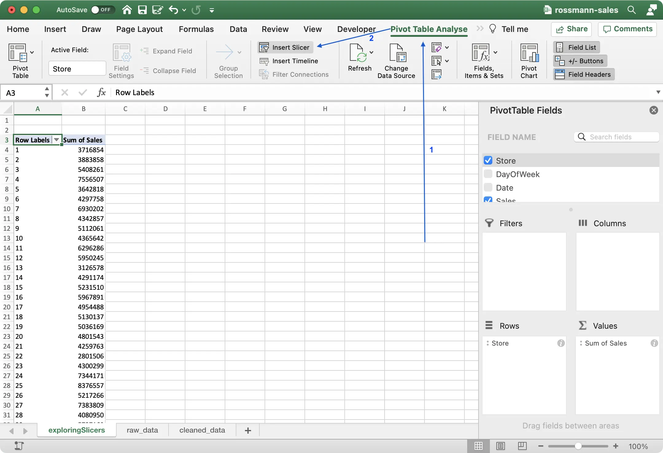 Figure 18 - Inserting a Slicer